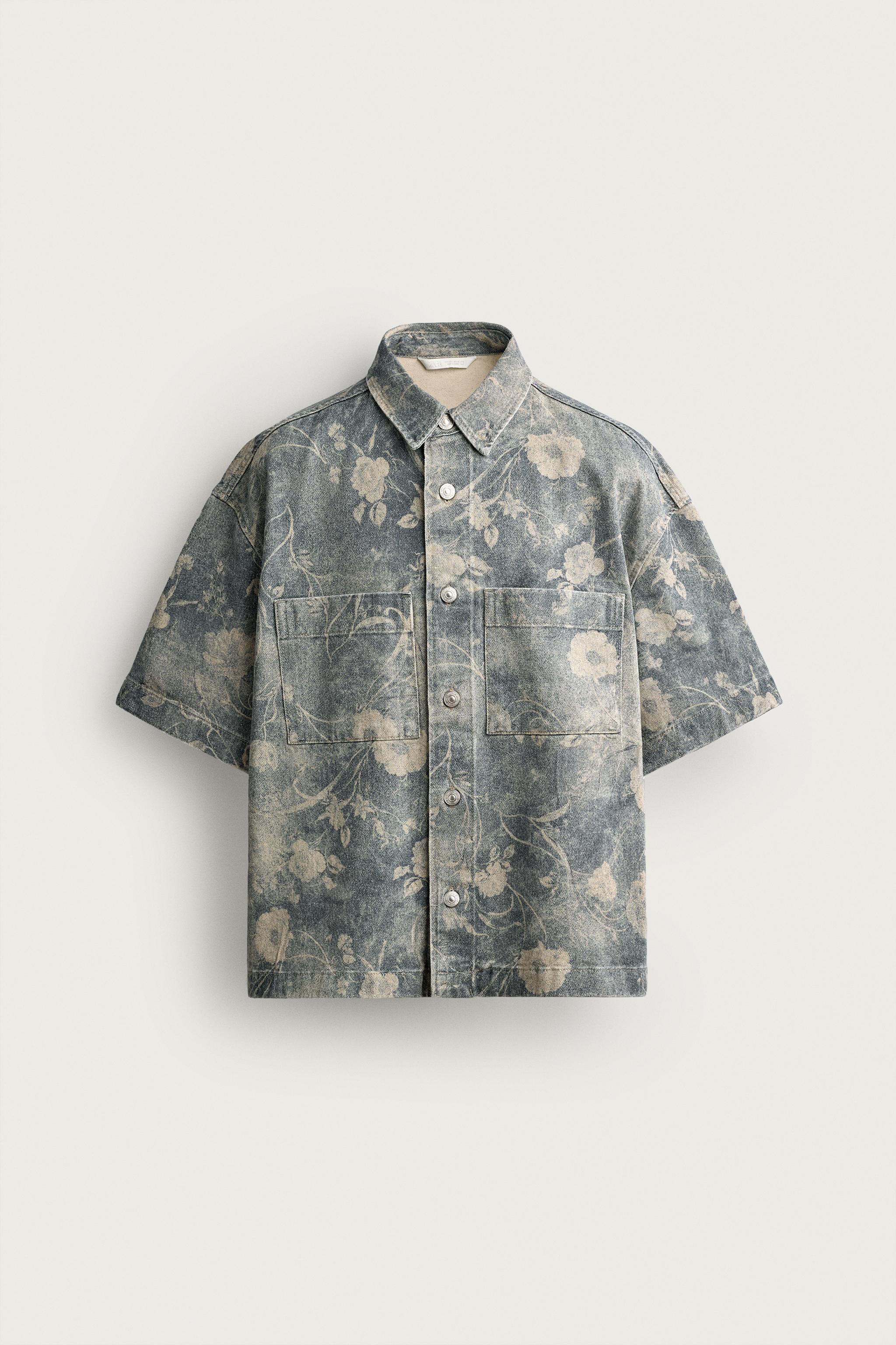 WASHED FLORAL PRINT RELAXED FIT SHIRT